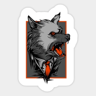 Angry Wolf Dog Grey Orange Sticker